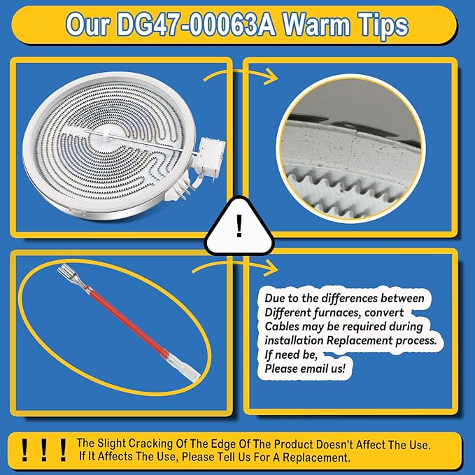 UPGRADE DG47-00063A 10in Radiant Surface Element Compatible With Samsung Top Replacement Parts,for Samsung Stove Element Replacement, Compatible with LG Stove MEE62385201, AP5986690, PS11729065