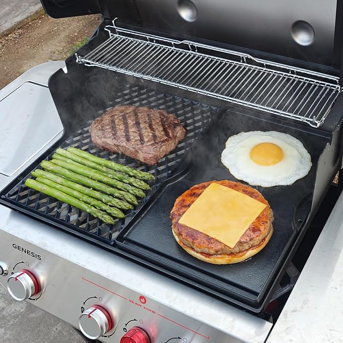 Cast Iron Griddle for Weber Genesis II 300 Series Replacement for Genesis II E-310 E-315 E-325 E-330 E-335 S-310 S-335 S-345 & LX 300 (2017+), 18.75" x 13.25" Flat Top Grill Plate 66095 66802 66805