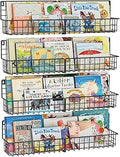 X-cosrack 24 Inch Wall Mounted Kids Bookshelf, Floating Metal Book Shelves for Kids Nursery Toddler Classroom, Hanging Book Shelf Organizer for Room Decor, Black, Set of 4