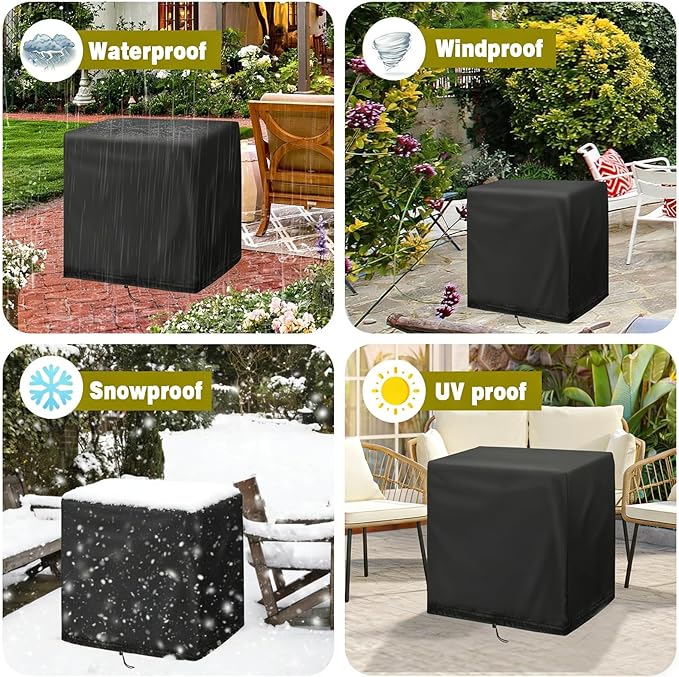 Fire Pit Heat Deflector Cover, 24 inch Waterproof Outdoor Square Fire Pit Deflector Cover-24"D x 24"W x 24"H