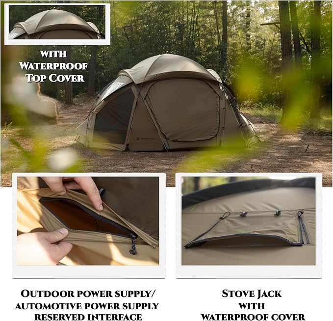 Hot Tent with Stove Jack – 4 Season Waterproof & Windproof Shelter for 1–4 People, Lightweight for Camping, Hiking, Hunting & Fishing