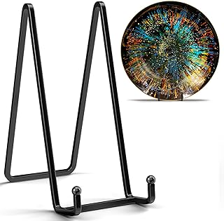 IPAME 8 Inch Large Plate Stands for Display - Metal Square Wire Plate Holder Display Stand + Picture Stand for Book, Platter, Plaque, Photo Easel (2 Pack)