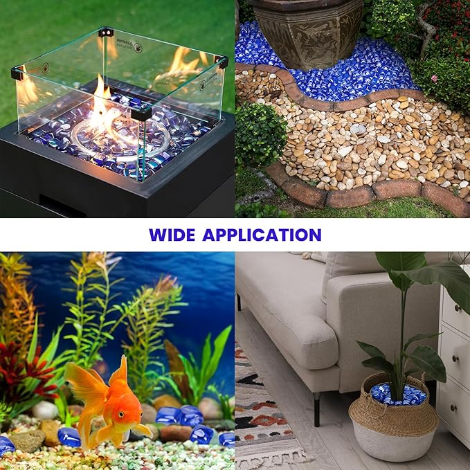 Mr. Fireglass 1 inch Fire Glass Cubes for Fireplace Fire Pit and Landscaping, 10 lb High Luster Cobalt Blue