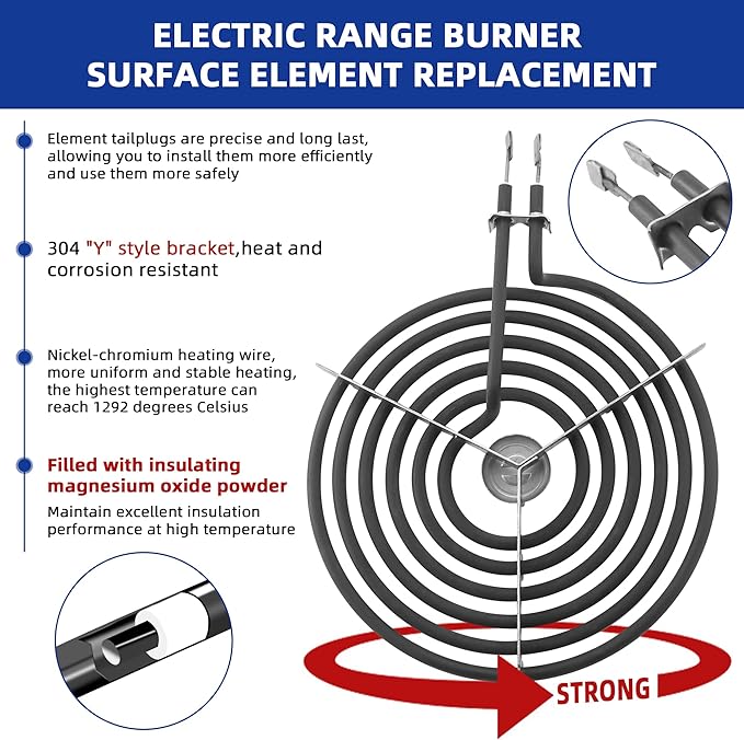 WB30M1 WB30M2 Electric Stove Burners Replacement Fit for G-E Stove Burner Replacement Kit-Fit for G-E Hot-point Stove Top Element Burner-2 WB30M1(6") & 2 WB30M2(8") Stove Burner Kit by AMI PARTS