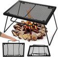 Elsjoy 17" Folding Campfire Grill Grate with Carrying Handle, Portable Camping Grill Over Fire Mesh Grate, Heavy Duty Steel Grate for Outdoor Cooking, Picnic, BBQ