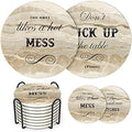 White Elephant Gifts for Adults, Funny Coasters Set of 8, Funny Gag Gifts for Adults, Christmas House Warming Gift New Home, Marble Style Absorbent Drink Coasters with Cork Base, Home Decor, 4 inches
