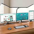 Pzloz Led Desk Lamps for Home Office - Eye Caring Architect Lamp with Clamp, Double Head Computer Monitor Work Desk Light with Remote Control: 24W Flexible Dimmable Desktop Table Lamp
