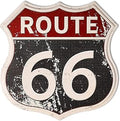 HANTAJANSS Vintage-Style Route 66 Metal Sign - Retro Road Wall Art for Man Cave/Garage/Bedroom - 12x12-Inch Durable Stainless Steel Sign with Pre-Drilled Holes & Nameplate Slot