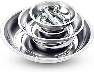Magnetic Tray 3-Piece Set, Round Stainless Steel Magnetic Parts Trays for Screws, Nuts, Bolts, Pins and Small Tools, Magnetic Bowls for Garage, Workshop and Automotive Repair