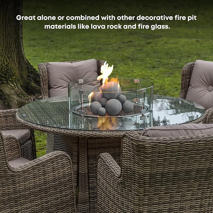 Stanbroil 12 Pack Ceramic Balls, Mixed 4 Sizes Fireplace Balls, Modern Accessory for Indoor or Outdoor Fireplace, Fire Pits and Fire Bowl, Gray