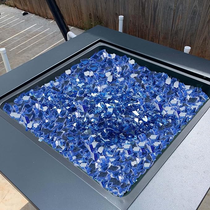 VEVOR Fire Glass, 10 lbs, Cobalt Blue, 1/4 Inch High-Temperature Resistant Reflective Glass Rocks, Smokeless Fire Pit Stones for Outdoor Table & Landscaping