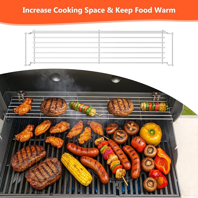 QuliMetal Stainless Steel Warming Rack for Weber Genesis 300 Series (2007-2016), Fits Genesis E310, E320, E330, S310, S320, S330, Replaces Weber 65054, 81323, 62749