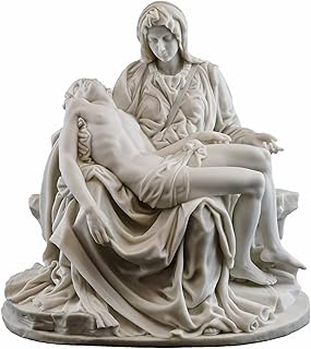 Top Collection La Pieta by Michelangelo Statue - Museum Grade Replica Sculpture in Premium Cold-Cast Marble White - 10-Inch Renaissance Replica Figurine