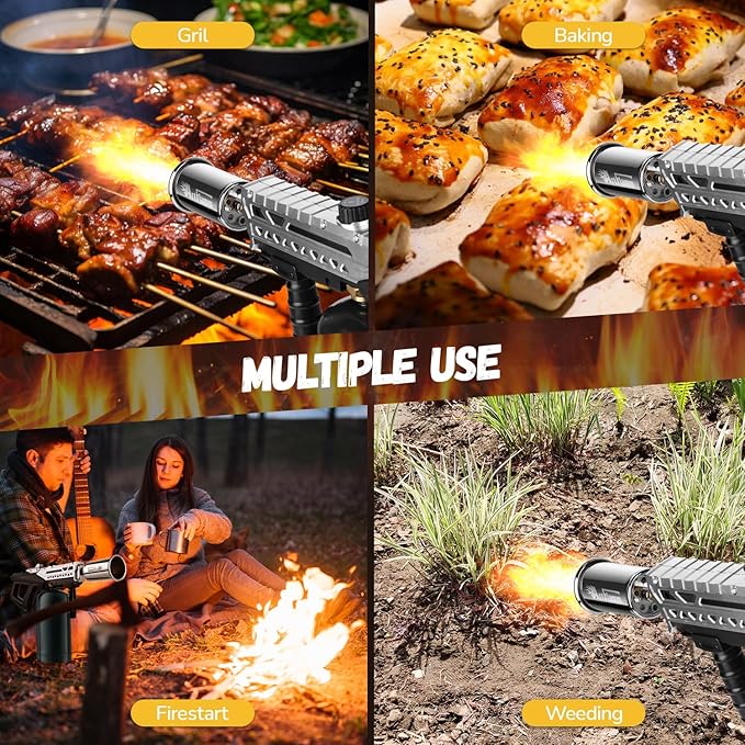 ARTFLAMM Powerful Grill Torch Gun | Propane Torch Gun, Adjustable Flamethrower | Blowtorch for BBQ, Camping, Charcoal Lighter & Fire Starter