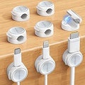 Lamicall 8 Pack Magnetic Cable Clips Cord Organizer - [Crystal-Clear & Silver Shine] Aesthetic Strong Adhesive Phone Charger Cable Management Clips for Nightstand, Home Office Desk Desktop Accessories