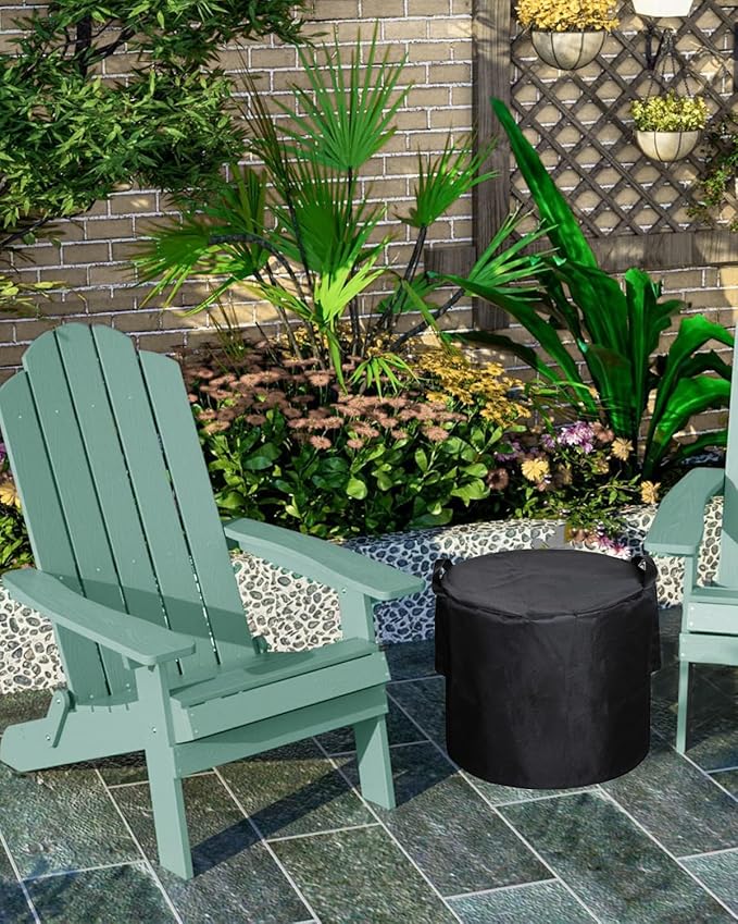 SheeChung Fire Pit Cover Round for 18"D x 15"H,Outdoor Fire Pit Round Cover,Waterproof 600D Polyester Cover,Anti-UV&Tear Resistant-Fits for Tabletop Firepit Outdoor Side Table Small Wicker Table