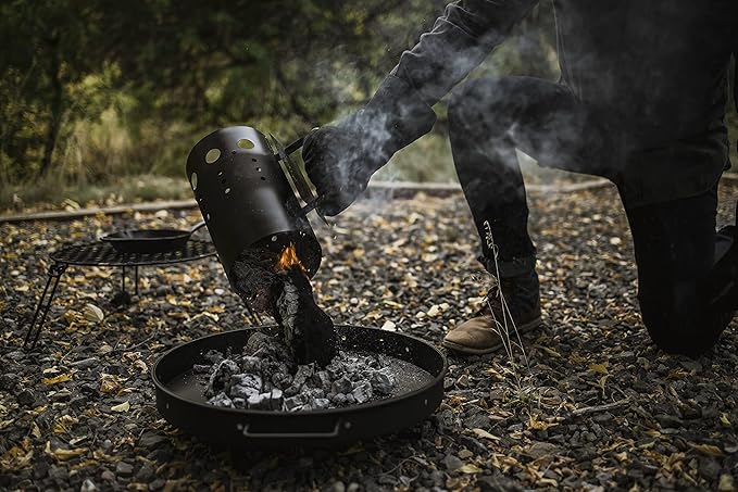 Barebones Cowboy Grill Charcoal Tray - Outdoor Cooking and Camping - Perfect Fire Pit BBQ for the Backyard or Campground Grill - Fireplace Outdoor Cooking