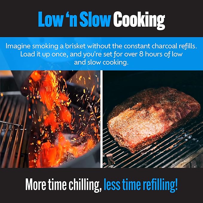 SnS Grills Slow ‘N Sear Original Charcoal Basket for Weber 22” Kettle — Two-Zone Smoker Attachment for Low and Slow BBQ, Reverse Sear — America’s Test Kitchen Best Grill Accessory