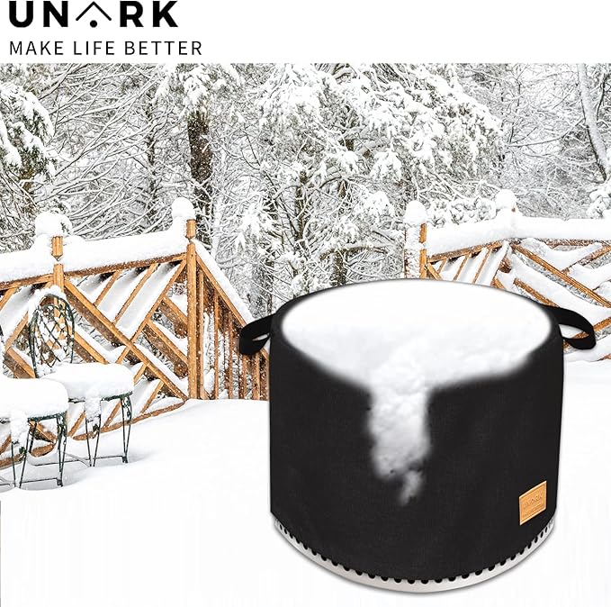 Round Fire Pit Cover for Bonfire Cover 19.5 Inch, Bonfire Cover Waterproof 20 Inch, Bonfire Fire Pit Accessories Outdoor Heavy Waterproof Protective Round (Black)