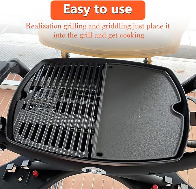 6558 Griddle for Weber Q100 Q120 Q1000 Q1200 Series Grills,Cast Iron Grill Parts for Weber Q100/1000 Series Gas Grills Accessories,12.6" x 8.6" Cooking Griddle for Webbr