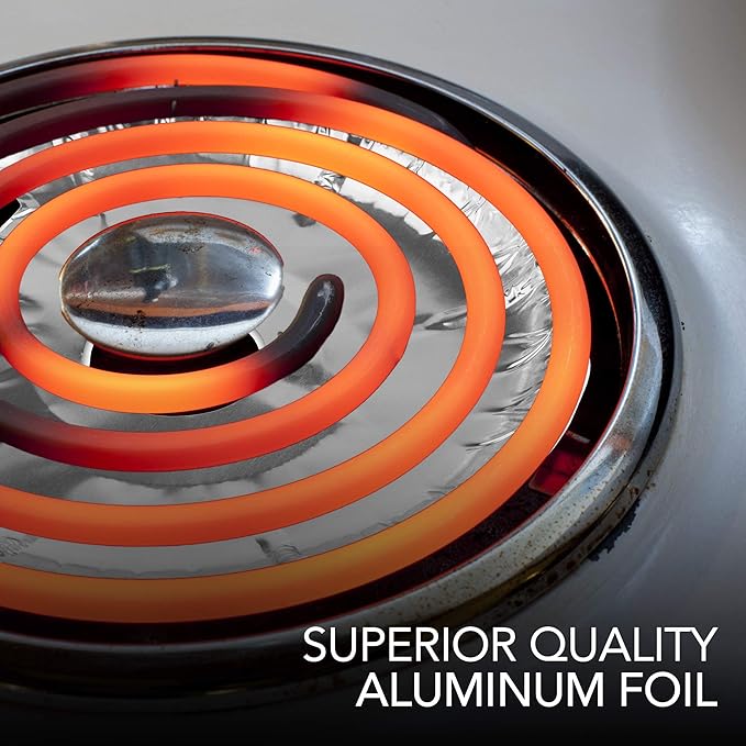 Round Electric Stove Burner Covers (50 Pack) 6 Inch and 8 Inch Disposable Stove Top Aluminum Foil Bib Liners, to Keep Kitchen Range Clean from Oil and Food Drips, Stock Your Home