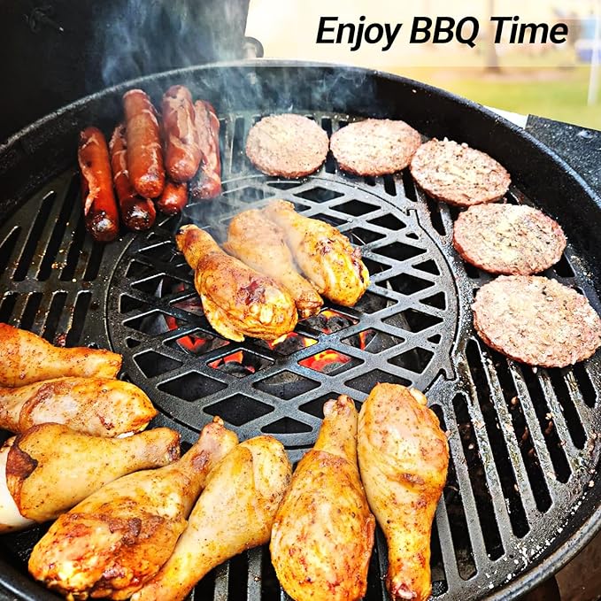 Uniflasy Cast Iron Cooking Grate for Weber 22 inch Kettle Grills, Gourmet BBQ System, One-Touch, Bar-B-Kettle, Master-Touch, Performer, for Weber 22.5 inch Original Kettle Premium Charcoal Grill, 8835