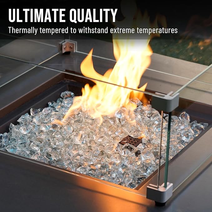 Skyflame 10-Pound Polygon Fire Glass for Fire Pit Fireplace Landscaping,1/2-inch, Crystal