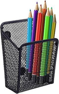 Performore Magnetic Metal Mesh Pencil Holder, Black Stainless Steel Pen Holder with Magnets, Basket Storage Organizer for Whiteboard, Blackboard, Kitchen, Locker, Home, or Office (1)