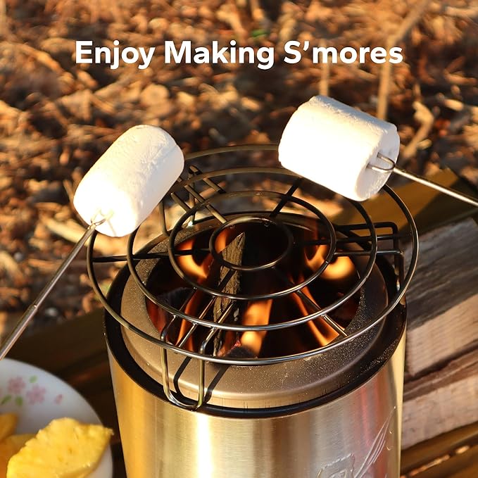 SELTOP Smokeless Tabletop Fire Pit 8.4 x 5.9 in, Stainless Steel Low Smoke Camping Stove for Patio & Outdoor, Fueled by Pellets & Wood, Portable Mini Firepit with Travel Bag, 4 Sticks & BBQ Grill