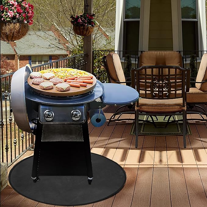24" Fire Pit Mat for Solo Stove Bonfire Round Fireproof Under Grill Mat Oil Proof Waterproof BBQ Pad for Deck Patio Grass Outdoor Grill Accessories Portable and Reusable