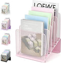 LEKETREE File Organizer for Desk, Desk Organizer with 5-Section Vertical File Rack, Folder Organizer,Workspace Organizers (Pink)