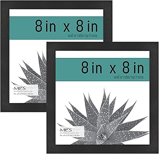 MCS Gallery Essential Picture Frames, Photo Gallery Wall Frame Set, Black Woodgrain, 8 x 8 Inch, 2-Pack