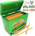 Pencil Dispenser Holder Green Stainless Steel Dispenser for Pencils with 6 Beautiful stickers for Decoration Metal Pencil Dispenser for Classroom Home Office Teachers Students (Pencils Not Included)