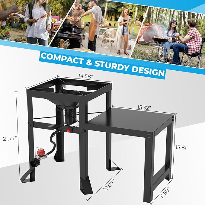 Approved Outdoor High Pressure Dual Jet Burner Gas Boiler & Cooker with 130,000BTU, 10PSI CSA Approve Adjustable Regulator, for Outdoor Fryer, Canjun Fry & Boil, Maple Syrup Prep, Seafood Boil.