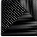 Matte Black 3D Wall Panels – 12 Pack 19.7"x19.7" Textured PVC Panels for Modern Accent Wall Decor, Waterproof 3D Wallscape Tiles for Gaming Room, Living Room & Office (Covers 32.4 Sq.Ft)