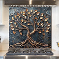 fzxwyishu Tree of Life Tempered Glass Backsplash for Kitchen Behind Stove, Easy to Clean Kitchen Sink Cover Splash Guard, Home Kitchen Decor, Wall Art (Grey, 30"x30"(76.2x76.2cm))