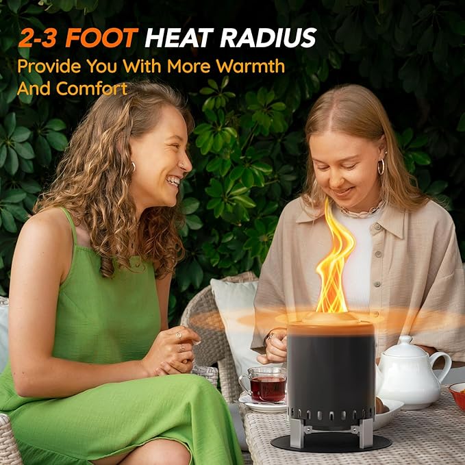 Mini Smokeless 7 Inch Tabletop Fire Pit with Pan Stand and Insulation Mat, Portable Stainless Steel Fire Pit for Camping, Patio Tabletop Firepit, Burns Wood or Pellets, Travel Bag Included, Black