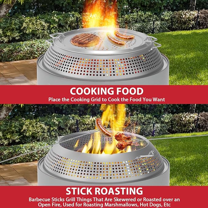 Spark Shield for Solo Stove Bonfire - Stainless Steel Fire Pit Spark Protector Screen for Outdoor Backyard Party, Shield for Solo Stove Bonfire with Two Guild Sticks