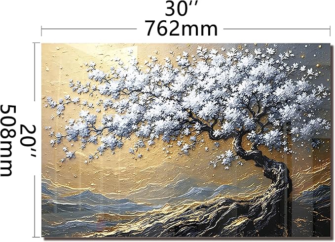 DAIFURONGE Tempered Glass Backsplash for Kitchen, Tree of Life Art Stove Backsplash Protector - Easy to Clean Wall Decor (Art Deco 4, 30"x20"(76.2x50.8cm))