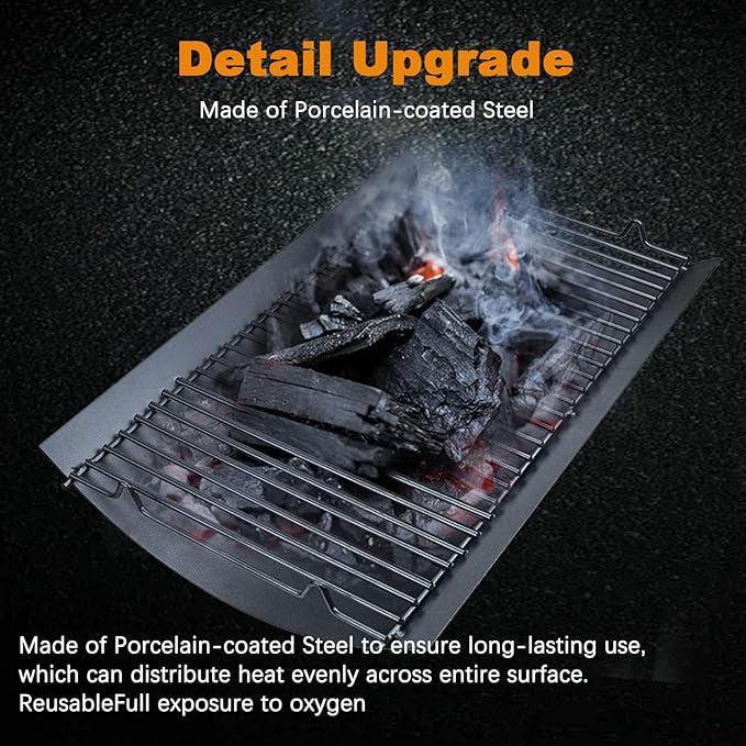 Uniflasy 20 Inches Ash Pan Replacement for Chargriller 5050, 5072, 5650, 2123, 2223, 2823 Charcoal Grills,Char-Griller Grill Grate Model 200157,Chargriller Replacement Part with 2pcs Fire Grate Hanger