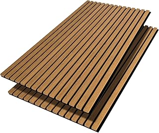 Luxdecor Acoustic Wood Slat Wall Panels for Wall 2pack Wood Slat Panels for Wall 47.2”x23.6” Wooden Acoustic Venner Panels 3D, Fluted Wall Slat Panels 0.82”in