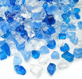 Mr. Fireglass Crushed Fire Glass for Natural or Propane Fire Pit, 10 Pounds Decorative Recycled Fireplace Glass Rocks for Fire Pit Fireplace and Landscaping, High Luster Sea Blue and Ice Clear