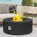 32.5 Inch Propane Fire Pit Table, 50,000 BTU Round Patio Fire Pit Table Outdoor, CSA Certified, Stainless Burner with Steel Lid, Waterproof Cover & Lava Rocks, for Garden Backyard, Black