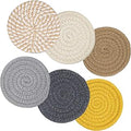 Absorbent Drink Coasters, Handmade Braided Drink Coasters, Set of 6 (4.3 Inch, Round, 8mm Thick), Super Absorbent Heat-Resistant Coasters for Drinks, Great Housewarming Gift
