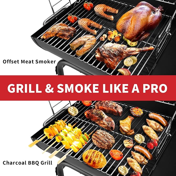 Kendane Barrel Charcoal Grill, Large Charcoal Grills with Side Shelf, Outdoor BBQ Grill,Perfect for Backyard Camping, Patio Parties, and Picnics
