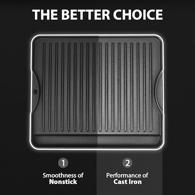 Utheer Reversible Grill Griddle for All Camp Chef 14" & 16" Stoves Cast Iron Griddle, for Camp Chef Explorer 2-Burner Stove,3-Burner, Single Burner Outdoor Stove, 1 Pack