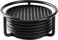 Spectrum Euro Modern Table Coaster Set of 6 with Holder for Living Room Coffee Table and End Tables, Silicone Coasters for Drinks with Holder Features Easy Release Bubble Texture, Black