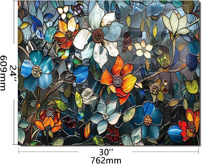 Evgosm Tempered Glass Backsplash for Kitchen，Pixel Flower Stove Splashback, Glass Backsplash, Easy to Install and Clean, Used for Kitchen Wall Protection and Decoration. (30x24'')