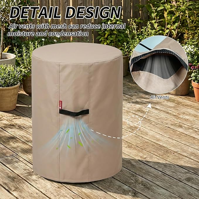 [2026 Upgraded]SheeChung Fire Pit Cover Round 24"D x 27"H,Heavy Duty 600D Waterproof Tall Firepit Cover,Fits for 20"-24" Propane Fire Pit/Table,Tear & Fade Resistant Fireplace Covers with Drawstring