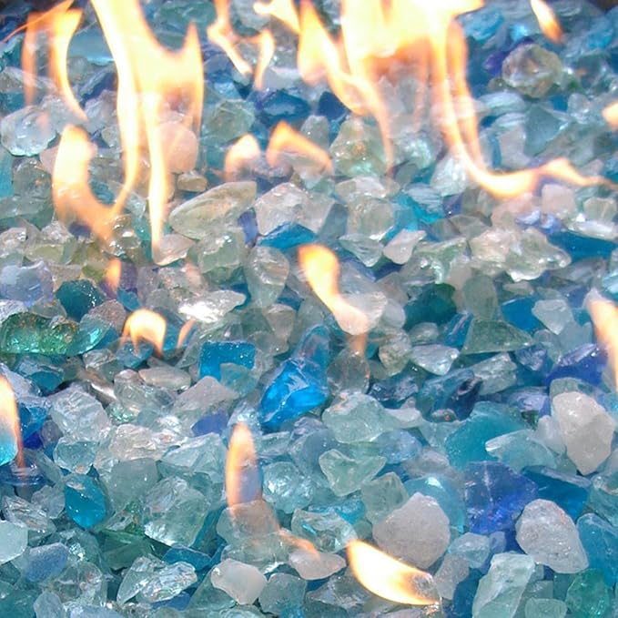 Hiland RGLASS-BB Pit Fire Glass i n Bahama Blend, Extreme Tempature Rating, Good for Propane or Natural Gas, 10 Pounds, 10 lb (Pack of 2)
